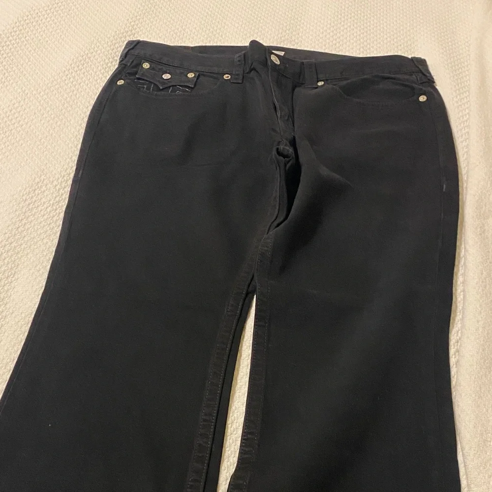 True Religion Men's Dark Jeans with Gold Button